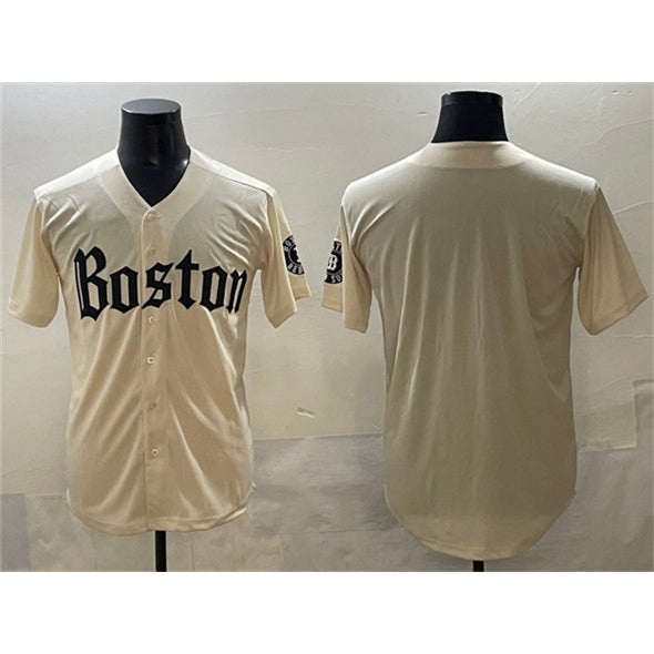 Boston Red Sox Blank Cream RONA Gothic Vapor Limited Stitched Jersey