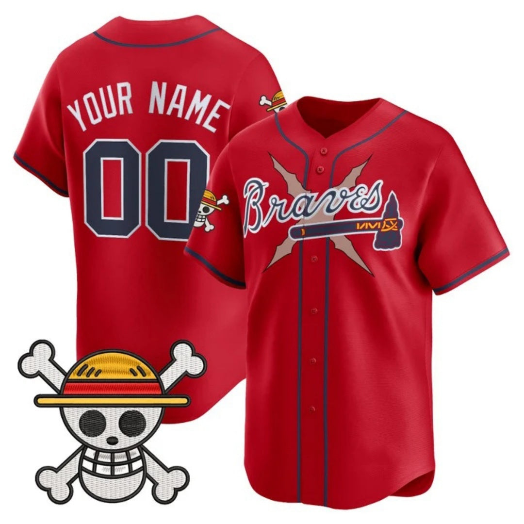 Custom Atlanta Braves x One Piece Red RONA Vapor Premier Limited Jersey - Stitched