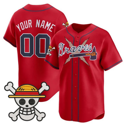Custom Atlanta Braves x One Piece Red RONA Vapor Premier Limited Jersey - Stitched