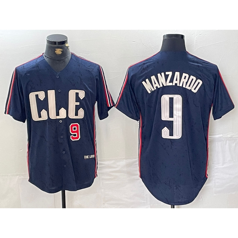 Cleveland Guardians #9 Kyle Manzardo Number Navy RONA 2024 City Connect Limited Stitched Jersey