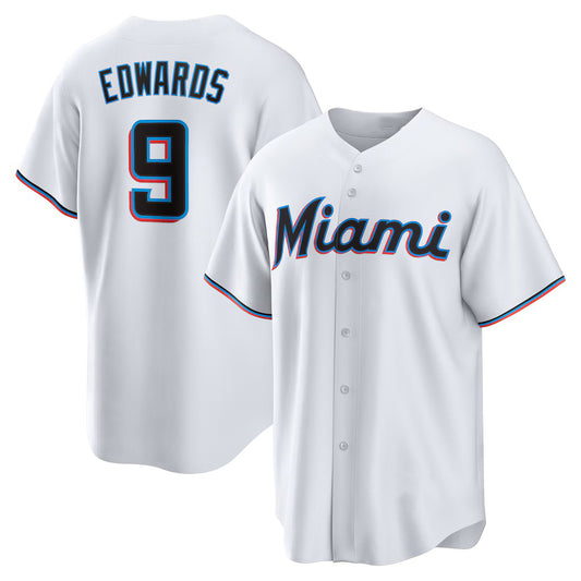 Miami Marlins #9 Xavier Edwards White RONA Home Replica Jersey