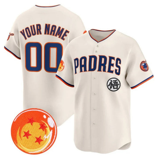 Custom San Diego Padres x Dragon Ball Cream RONA Vapor Premier Limited Jersey - All Stitched