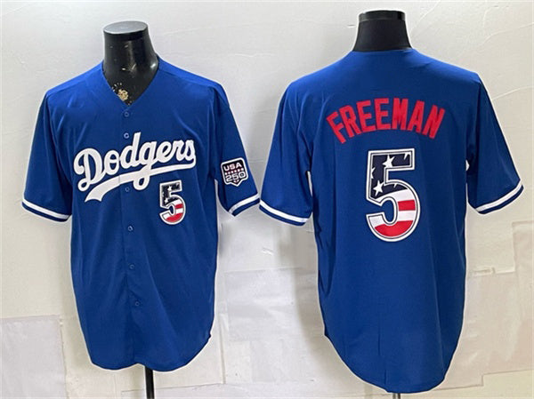 Los Angeles Dodgers #5 Freddie Freeman Royal RONA 250 Fourth of July Stitched Jersey