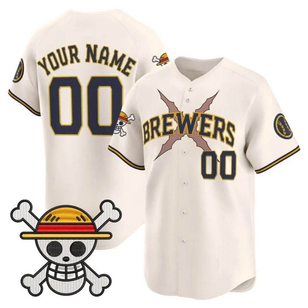 Custom Milwaukee Brewers x One Piece Cream RONA Vapor Premier Limited Jersey - Stitched