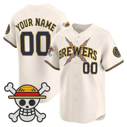 Custom Milwaukee Brewers x One Piece Cream RONA Vapor Premier Limited Jersey - Stitched