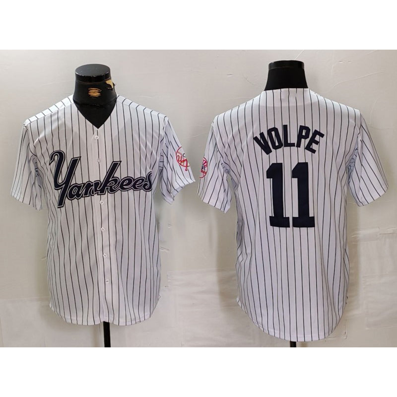New York Yankees #11 Anthony Volpe White RONA Pinstripe Fashion Cool Base Jersey 2