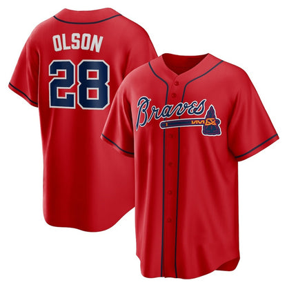 Atlanta Braves #28 Matt Olson Red RONA Alternate 2 Replica Jersey