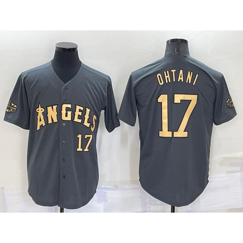 Los Angeles Angels #17 Shohei Ohtani Number Grey RONA 2022 All Star Stitched Cool Base Jersey