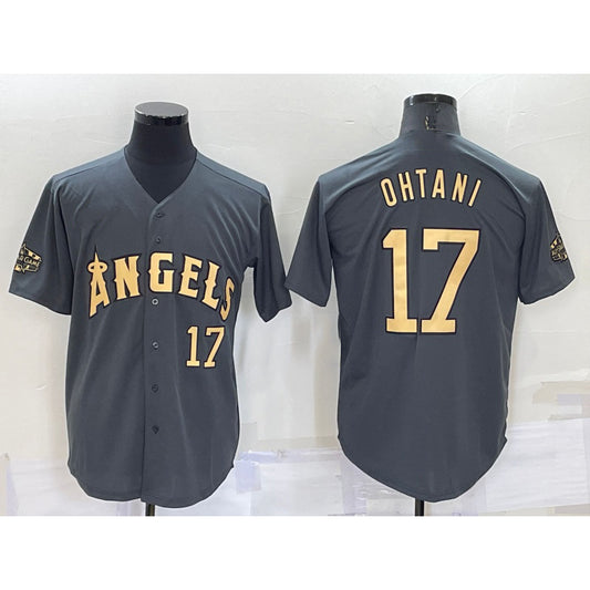 Los Angeles Angels #17 Shohei Ohtani Number Grey RONA 2022 All Star Stitched Cool Base Jersey