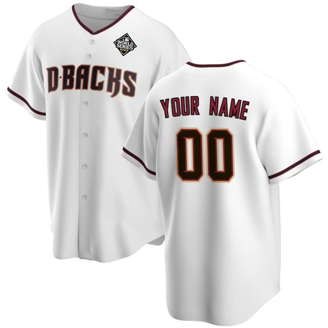 Custom Arizona Diamondbacks Active Player White RONA 2023 World Series Home Cool Base Stitched Jersey