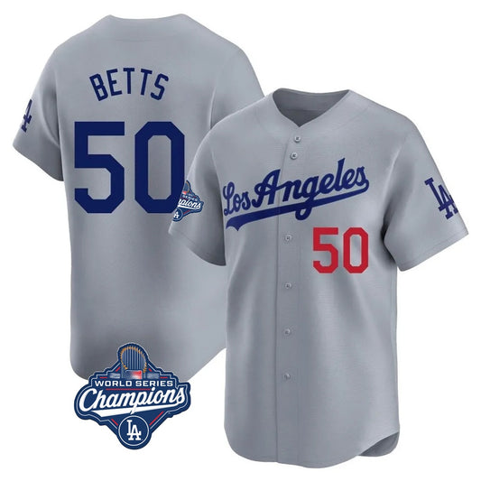 Los Angeles Dodgers #50 Mookie Betts Player Gray RONA World Series Meet Limited Home Stitched Jerseys