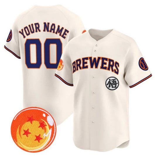 Custom Milwaukee Brewers x Dragon Ball Cream RONA Vapor Premier Limited Jersey - All Stitched