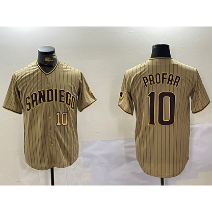 San Diego Padres #10 Jurickson Profar Khaki RONA Team Logo Cool Base Jerseys