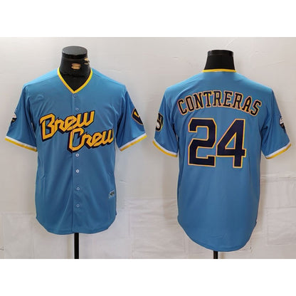 Milwaukee Brewers #24 William Contreras Blue RONA 2022 City Connect Cool Base Stitched Jersey