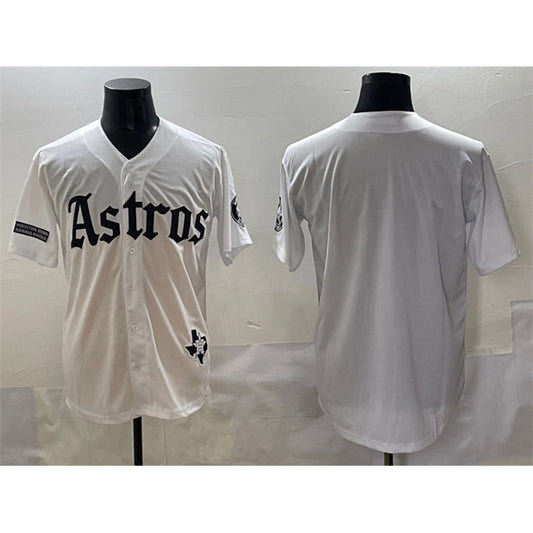 Houston Astros Blank White RONA Gothic 'Houston Born Barrio Raised' Limited Stitched Jersey