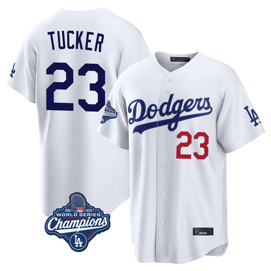 Los Angeles Dodgers #23 Kyle Tucker Player White RONA World Series Meet Home Game Stitched Jerseys