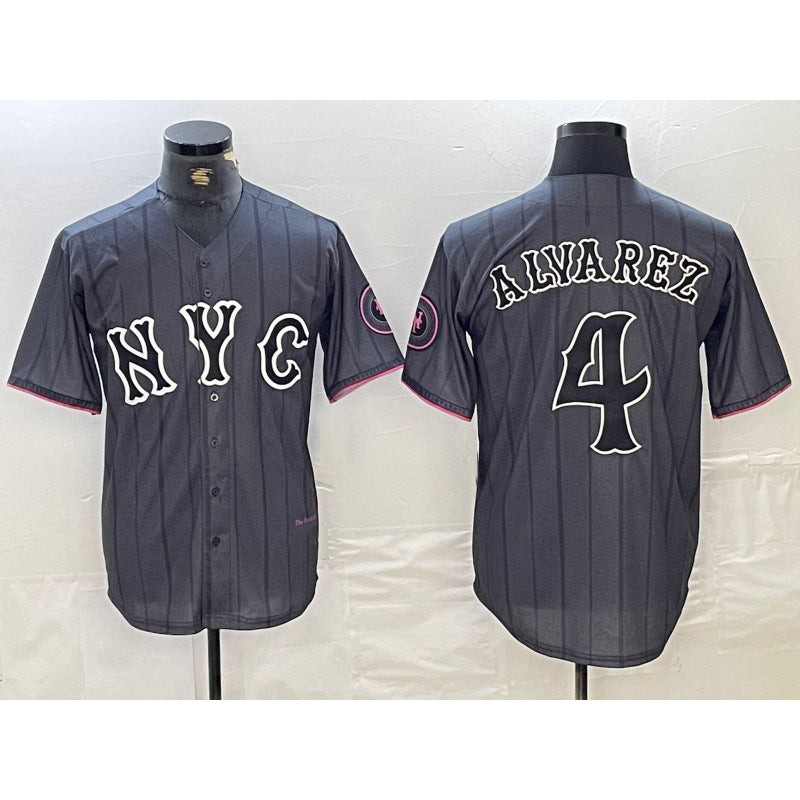 New York Mets #4 Francisco Alvarez Gray RONA 2024 City Connect Cool Base Stitched Jersey