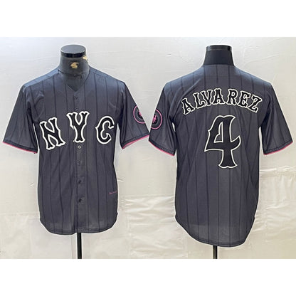 New York Mets #4 Francisco Alvarez Gray RONA 2024 City Connect Cool Base Stitched Jersey