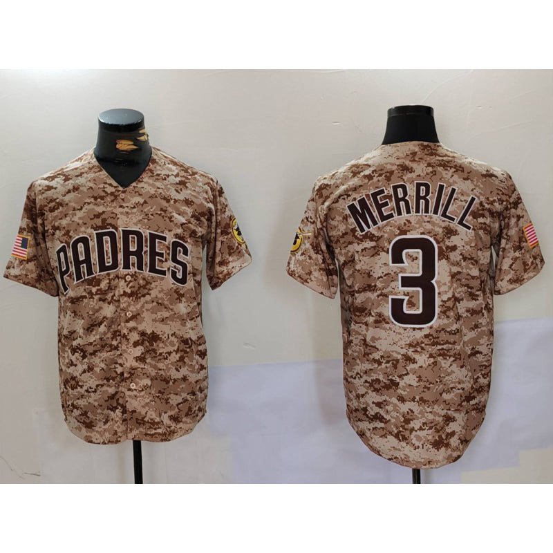 San Diego Padres #3 Jackson Merrill Camo RONA Cool Base Stitched Jersey