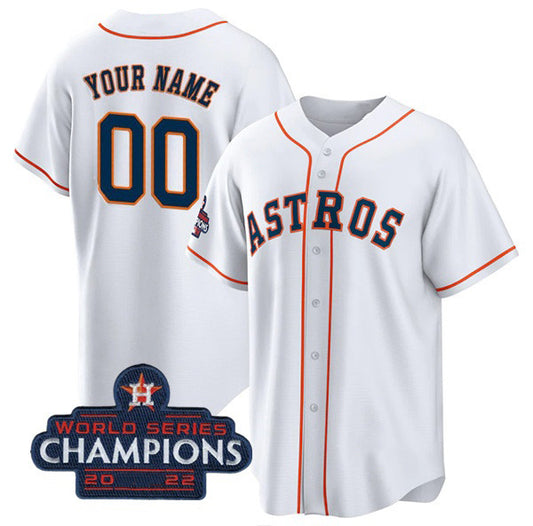 Custom Houston Astros Active Player White RONA 2022 World Series Champions Cool Base Stitched Jersey