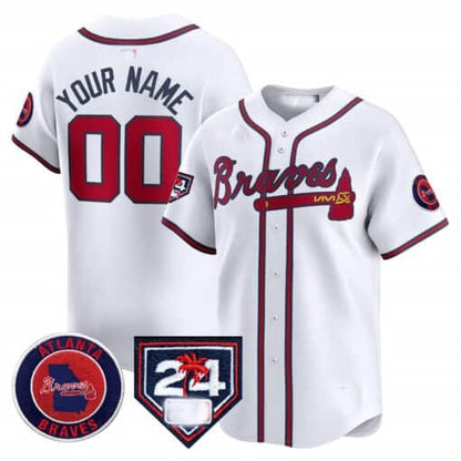 Custom Atlanta Braves 2024 Spring Training Patch Vapor Premier Limited Jersey ¨C White RONA