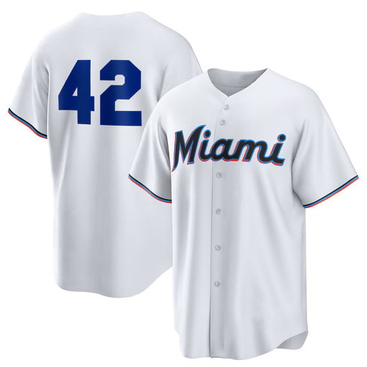 Miami Marlins #42 Jackie Robinson White RONA Home 2025 Day Replica Jersey