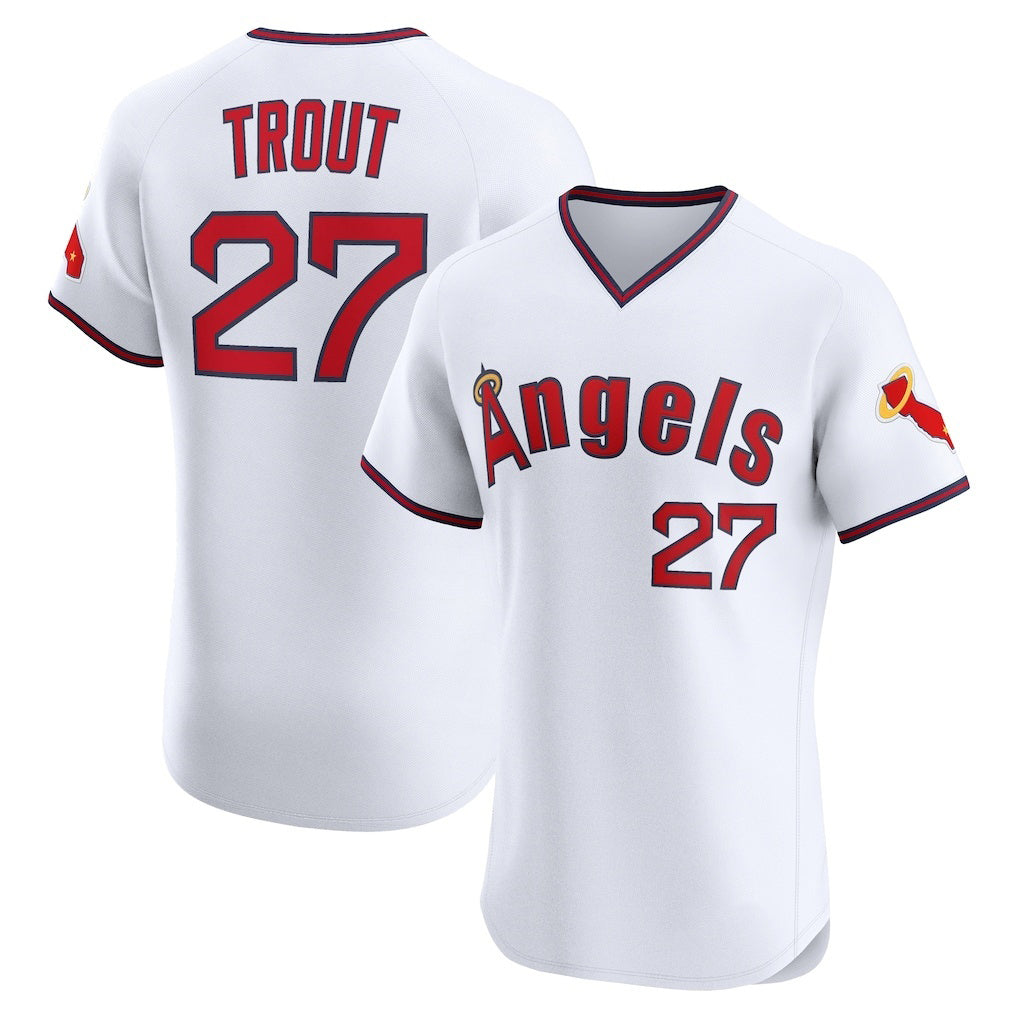 Los Angeles Angels #27 Mike Trout White RONA Alternate 2 Elite Jersey