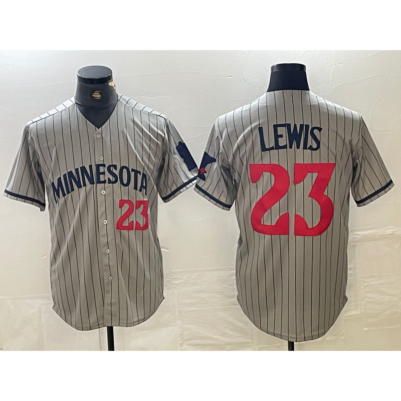 Minnesota Twins #23 Royce Lewis Number 2023 Grey RONA Home Team Cool Base Stitched Jerseys