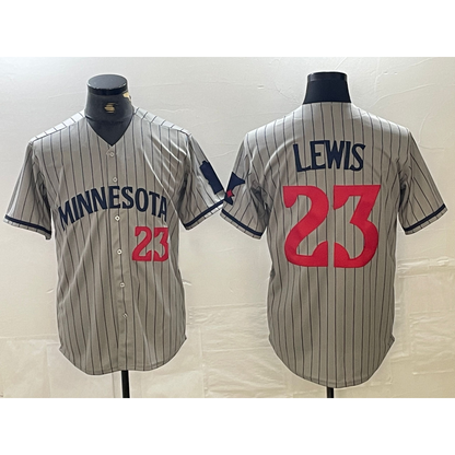 Minnesota Twins #23 Royce Lewis Number 2023 Grey RONA Home Team Cool Base Stitched Jerseys