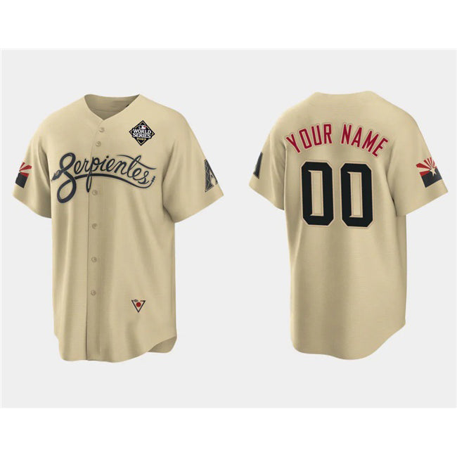 Custom Arizona Diamondbacks Active Player Gold RONA 2023 World Series City Connect Cool Base Stitched Jersey