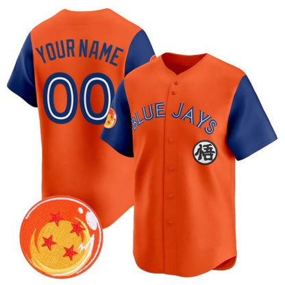 Custom Toronto Blue Jays x Dragon Ball Royal Orange RONA Vapor Premier Limited Jersey - All Stitched