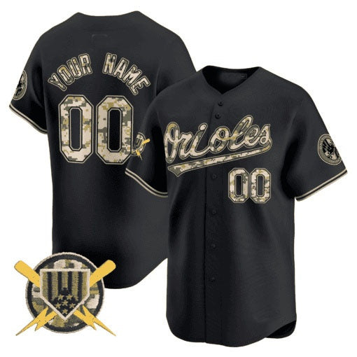 Custom Baltimore Orioles Armed Forces Day Vapor Premier Limited Jersey ¨C Black RONA