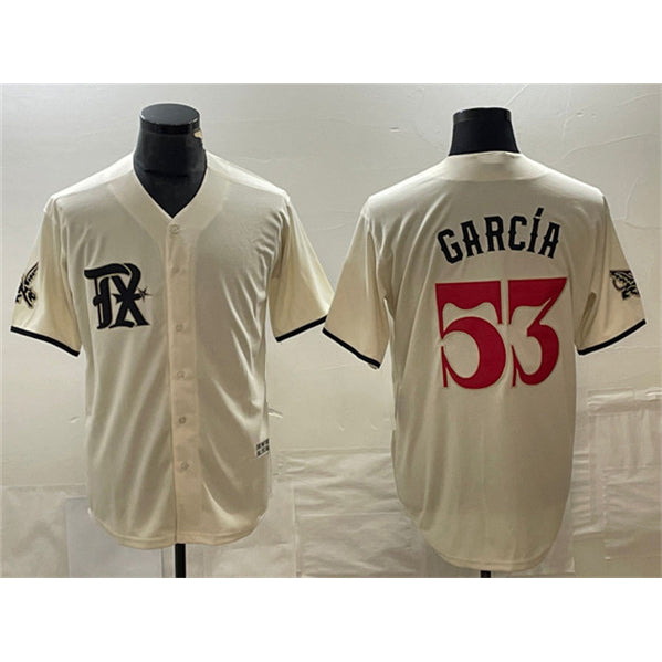 Texas Rangers #53 Adolis Garc¨ªa Cream RONA City Connect Cool Base Stitched Jersey