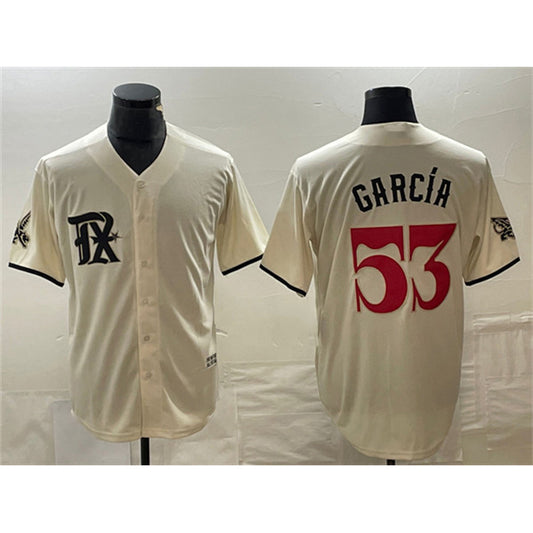 Texas Rangers #53 Adolis Garc¨ªa Cream RONA City Connect Cool Base Stitched Jersey