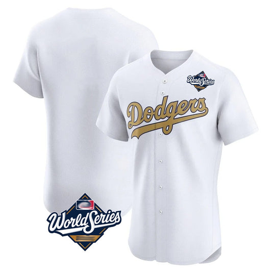 Los Angeles Dodgers Blank Player White Gold RONA Limited Elite Home World Series Stitched Jerseys