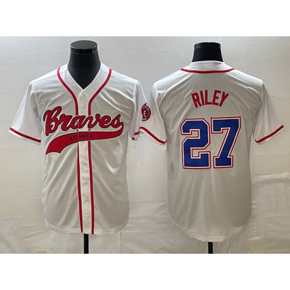 Atlanta Braves #27 Austin Riley White RONA Cool Base With Patch Stitched Jersey 2