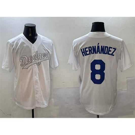 Los Angeles Dodgers #8 Enrique Hern¨¢ndez White RONA Fashion Cool Base Stitched Jersey
