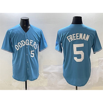 Los Angeles Dodgers #5 Freddie Freeman Light Blue RONA Limited Stitched Jersey