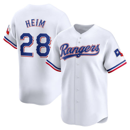 Texas Rangers #28 Jonah Heim White RONA Home Limited Player Jersey