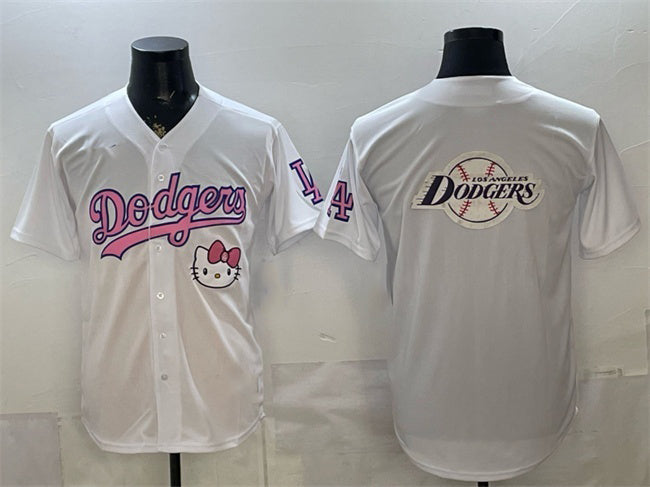 Los Angeles Dodgers Team Big Logo White RONA Hello Kitty Night Stitched Jersey