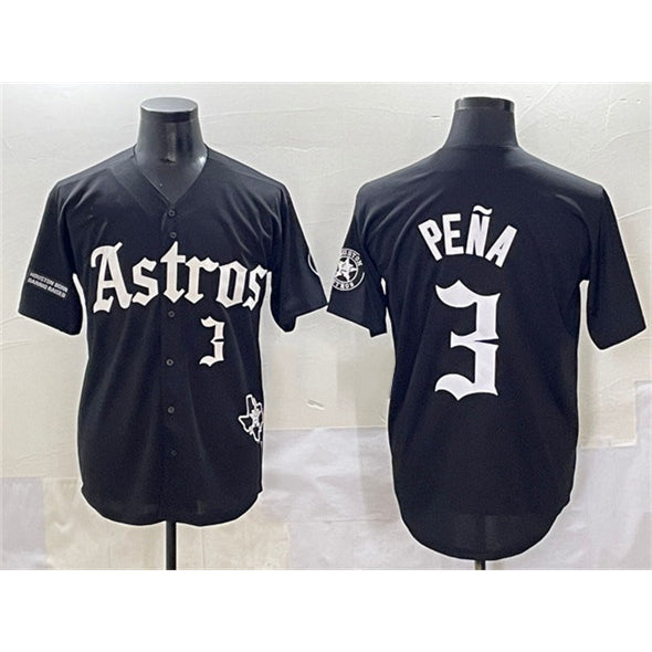 Houston Astros #3 Jeremy Pena Black RONA Gothic 'Houston Born Barrio Raised' Limited Stitched Jersey