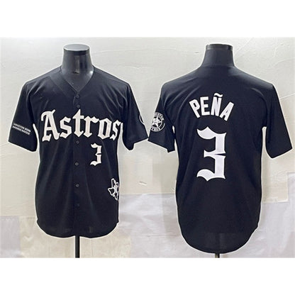 Houston Astros #3 Jeremy Pena Black RONA Gothic 'Houston Born Barrio Raised' Limited Stitched Jersey