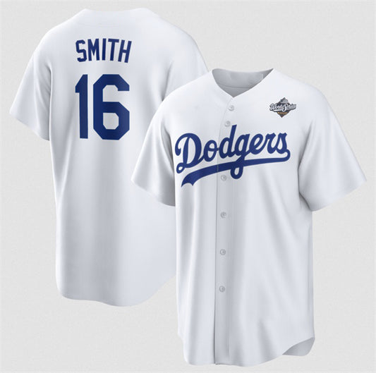 Los Angeles Dodgers #16 Will Smith White RONA 2025 World Series Home Cool Base Stitched Jersey