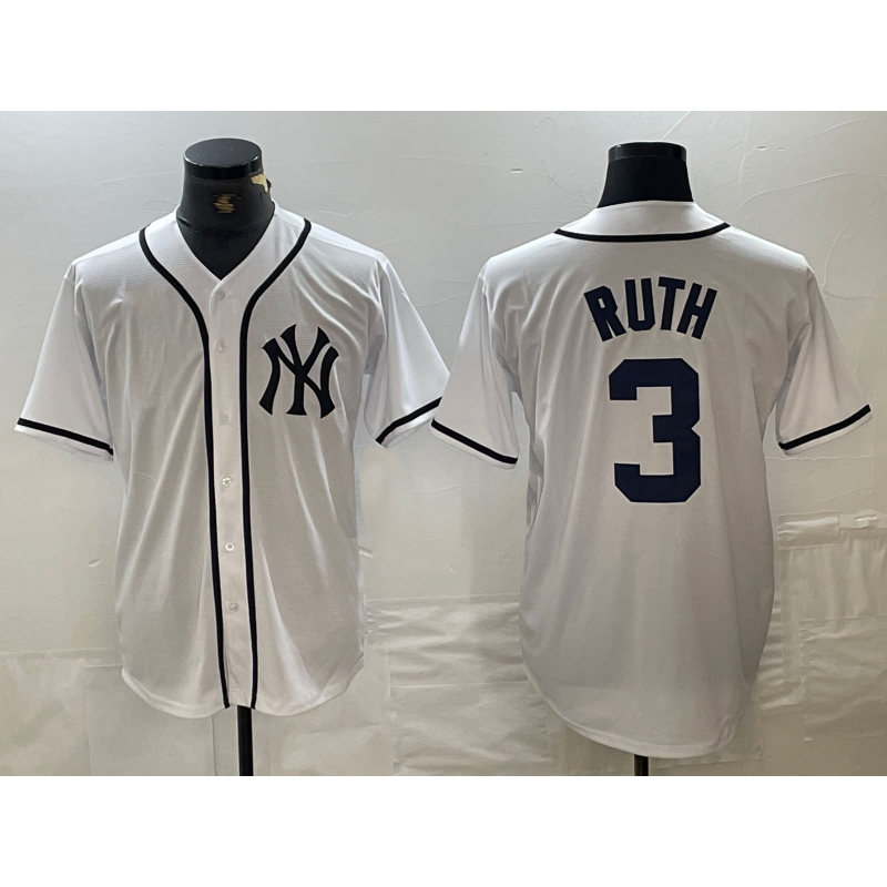 New York Yankees #3 Babe Ruth White RONA Fashion Cool Base Jersey