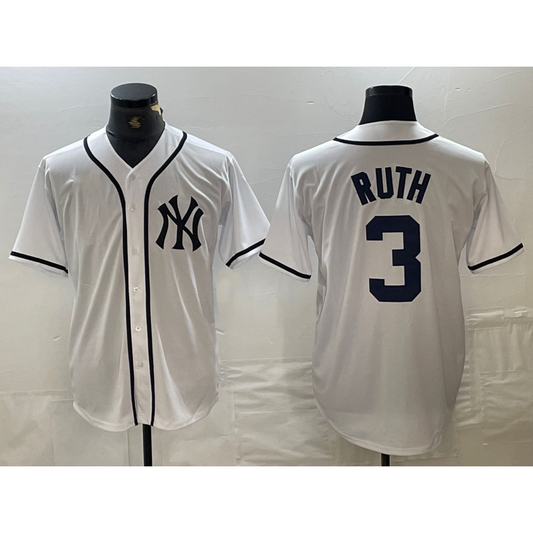 New York Yankees #3 Babe Ruth White RONA Fashion Cool Base Jersey