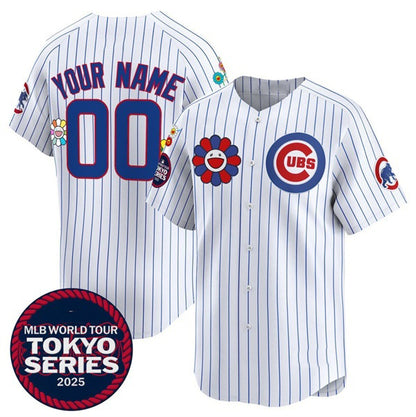 Custom Chicago Cubs Active Player White RONA 2025 Tokyo Series Limited Stitched Jersey