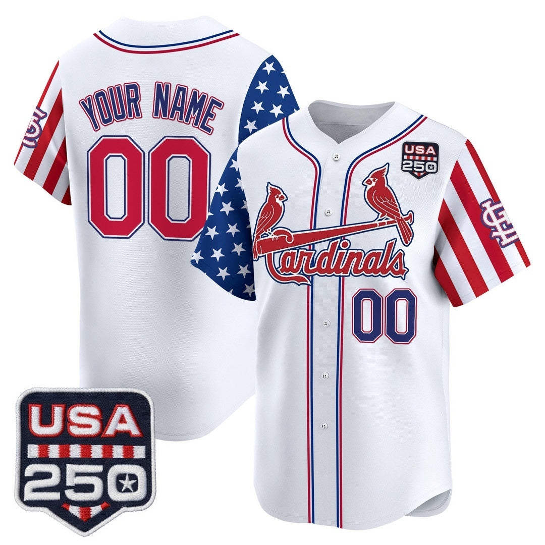 Custom St. Louis Cardinals America 250 Edition Vapor Premier Limited White RONA Stitched Jerseys