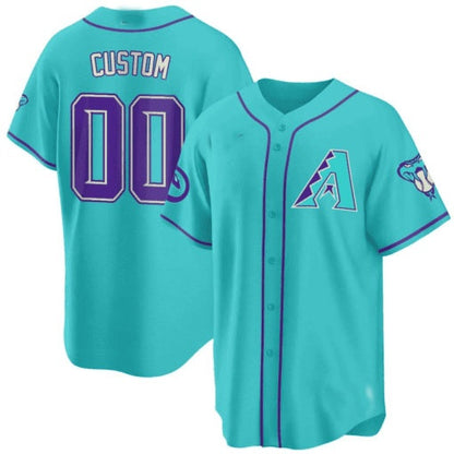 Custom Arizona Diamondbacks 2024 Teal Purple Jersey ¨C Teal 2 RONA