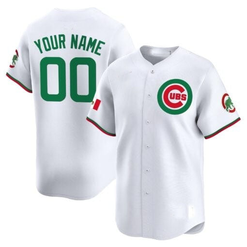 Custom Chicago Cubs Mexico Vapor Premier Limited Jersey V3 ¨C All Stitched-White RONA