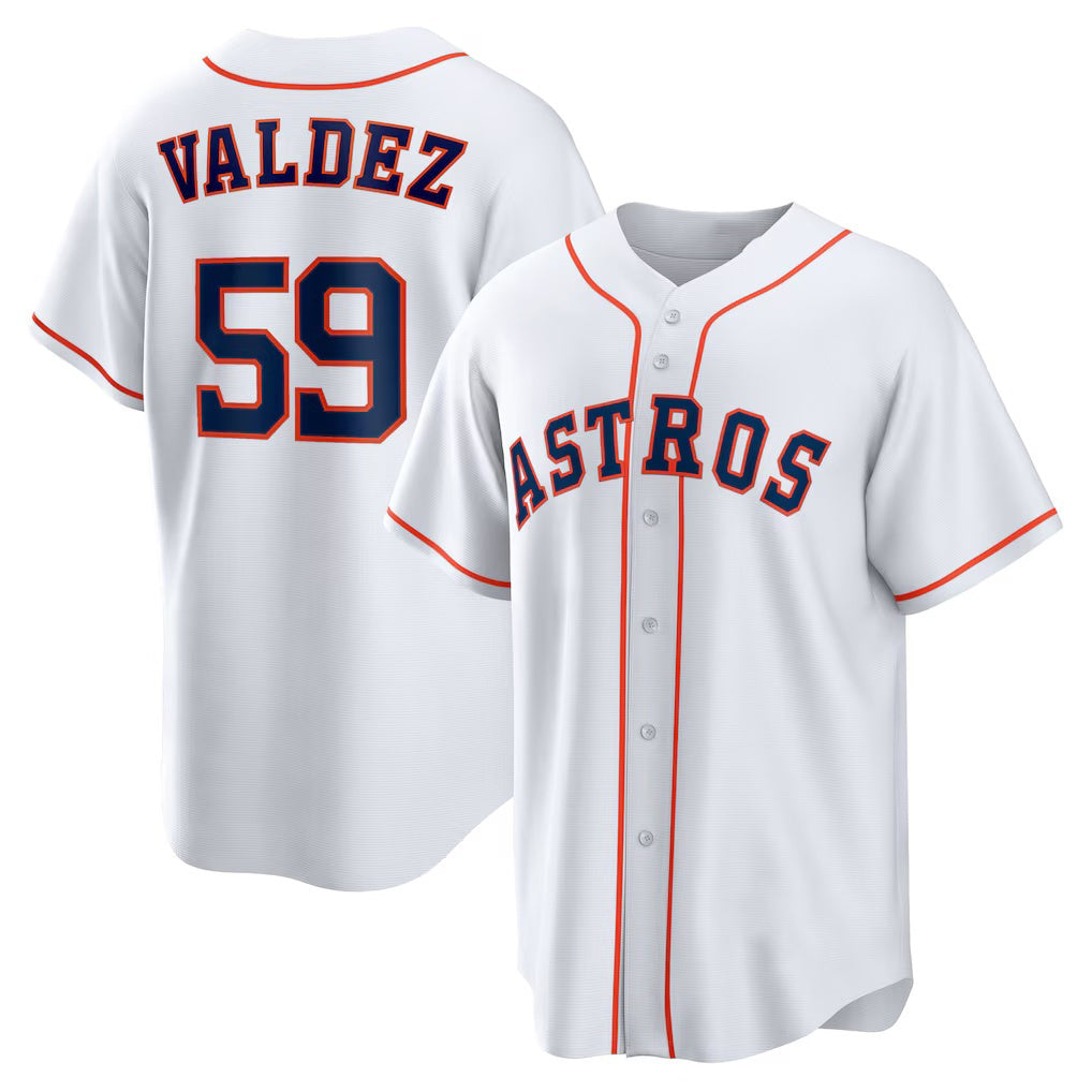 Houston Astros #59 Framber Valdez White RONA Home Replica Jersey